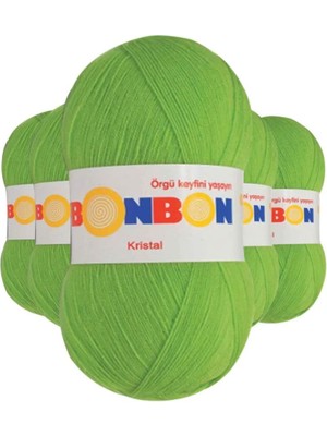 5 Adet Kristal El Örgü Lif Ipi Açık Yeşil 98204 - Bonbon Mudanis