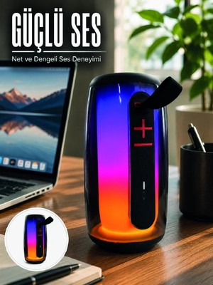 Mestore Rgb Işıklı Bluetooth Hoparlör Güçlü Ses Type-C Şarjlı Taşınabilir Kablosuz Speaker