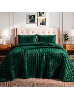 Brf Store Canarino Tribeca Living Florence Kadife Büyük Boy Düz Yorgan Seti, Zümrüt Yeşili, Ikiz