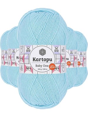 5 Adet Baby One Tüylenmeyen El Örgü Ipi Yünü Gök Mavi K502 - Kartopu Mudanis