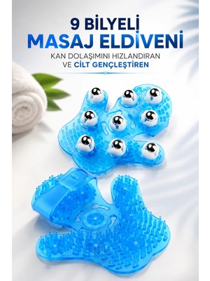 Mestore 9 Bilyeli Masaj Eldiveni Kan Dolaşımını Hızlandıran ve Cilt Gençleştiren