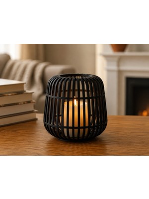 Brf Store Canarino Modern Kafes Tasarımlı Dekoratif Mumluk – Tealight Mumluk, Masaüstü Ev ve Ofis Dekoru-Siyah