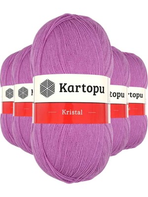 5 Adet Kristal Çift Katlı El Örgü Lif Ipi Leylak K805 - Kartopu Mudanis
