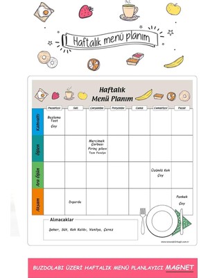 Brf Store Canarino Tutunabilir Kağıt Haftalık Menü Planlayıcı Magnet Mıknatıslı Yazı Tahtası Buzdolabı Magneti