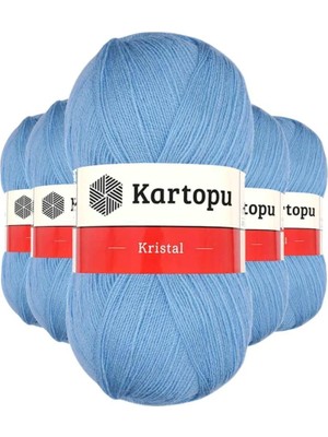 5 Adet Kristal Çift Katlı El Örgü Lif Ipi Bebe Mavi K540 - Kartopu Mudanis