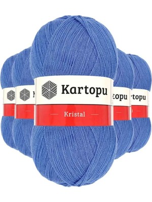5 Adet Kristal Çift Katlı El Örgü Lif Ipi Koyu Mavi K535 - Kartopu Mudanis