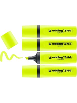Brf Store Canarino Edding 344 Fosforlu Kalem, Sarı, 4'lü Set, 2-5 mm Kesik Ucu