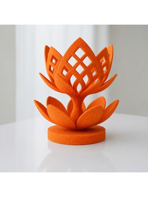 Brf Store Canarino Lotus Çiçeği Mumluk – 3D Baskı Dekoratif Tealight Mumluk-Turuncu