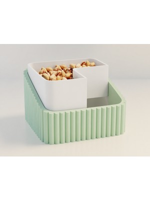 Brf Store Canarino Fıstık Kasesi – 3D Baskı Çift Hazneli Kabuk Ayırıcı Sunum Kasesi - Mint Beyaz