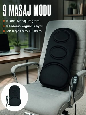 Mestore Motorlu Isıtmalı Masaj Minderi Masaj Modlu Ev, Ofis ve Araç Koltuk Pedi