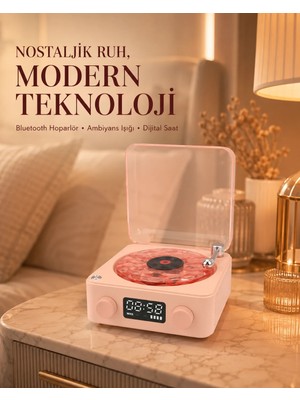 Mestore Bluetooth Hoparlörlü Gece Lambası Dijital Saatli Şeffaf Su Dalgası Işıklı Dekoratif