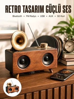 Mestore Nostaljik Görünümlü Bluetooth Bağlantılı Speaker