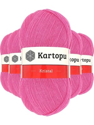 5 Adet Kristal Çift Katlı El Örgü Lif Ipi Şeker Pembe K772 - Kartopu Mudanis