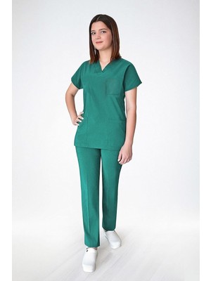 Brf Store Canarino Unisex Ameliyat Yeşili Soft Likra Hemşire Hastane Doktor Cerrahi Scrubs Üniforma Takımı, 2x