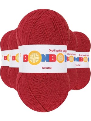 5 Adet Kristal El Örgü Lif Ipi Koyu Kırmızı 98237 - Bonbon Mudanis