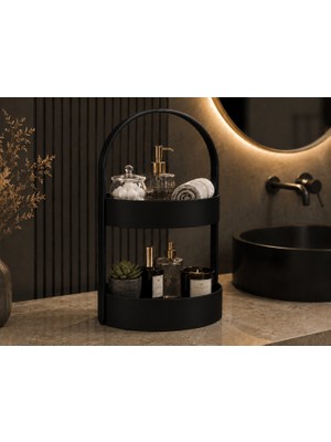 Brf Store Canarino Iki Katlı Banyo Düzenleyici – Taşınabilir Organizer ve Saklama Standı-Siyah