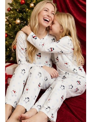 Siyah İnci Yılbaşı Temalı Desenli Termal Kumaşlı Ultra Soft Yumuşak Örme Pijama Takımı 26226906