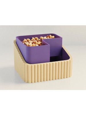 Brf Store Canarino Fıstık Kasesi – 3D Baskı Çift Hazneli Kabuk Ayırıcı Sunum Kasesi - Bej Mor