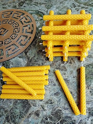 Brf Store Canarino Petekoğlu (8 Adet) 14CM Dilek Mumu Doğal Petek Balmumu Mum Beeswax Candle Bal Mumu Mum