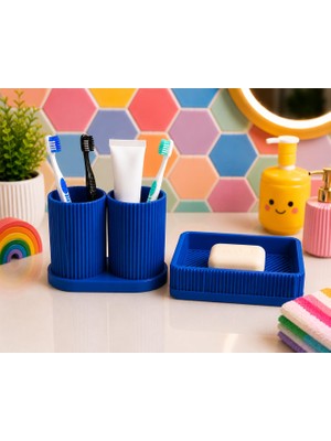 Brf Store Canarino Diş Fırçalık ve Sabunluk Seti – Lavabo Üstü Banyo Organizeri-Mavi
