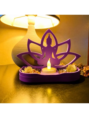 Brf Store Canarino Lotus Buda Mumluk – 3D Baskı Dekoratif Tealight Mumluk-Mor