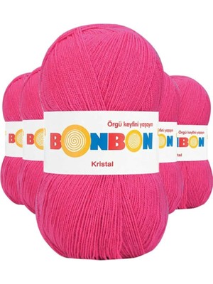 5 Adet Kristal El Örgü Lif Ipi Koyu Pembe 98403 - Bonbon Mudanis