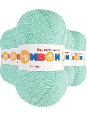 5 Adet Kristal El Örgü Lif Ipi Su Yeşili 98329 - Bonbon Mudanis