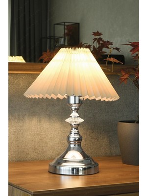 Luminzo Giov Modern Kristal Taş Detaylı Dekoratif Abajur Gümüş