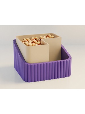 Brf Store Canarino Fıstık Kasesi – 3D Baskı Çift Hazneli Kabuk Ayırıcı Sunum Kasesi - Mor Bej