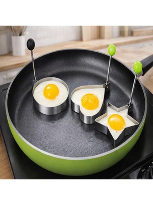 Brf Store Canarino Coverzone Kalp,yıldız,yuvarlak Şekilli Yumurta Kalıbı Saplı – Saplı Omlet ve Pancake Şekill