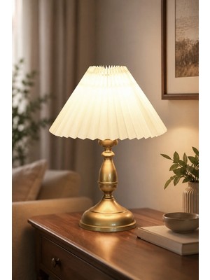 Luminzo Zebra Modern Tasarım Eskitme Metal Abajur Şık Dekoratif Masa Lambası