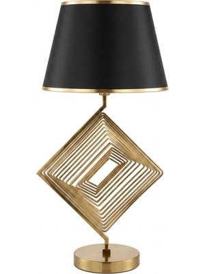 Luminzo Illia Eskitme Luxury Series Siyah Başlık Kare Desen Tasarım Metal Abajur Premium Tasarım Masa Lambası Aydınlatma