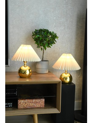 Luminzo Polin Modern Gold Dekoratif Abajur Premium Masa Lambası