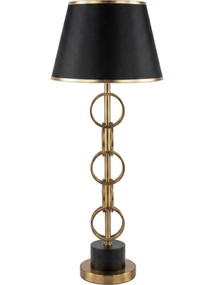 Luminzo Rabio Gold Luxury Series Siyah Başlık Halkalı Tasarım Metal Abajur Premium Tasarım Masa Lambası Aydınlatma