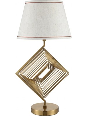 Luminzo Illia Eskitme Luxury Series Beyaz Başlık Kare Desen Tasarım Metal Abajur Premium Tasarım Masa Lambası Aydınlatma