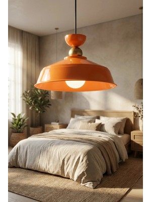 Luminzo Yeliza Bohem Metal Eskitme Aksesuar Turuncu Metal Sarkıt 35 cm Avize Yemek Masası Üstü Salon Aydınlatma