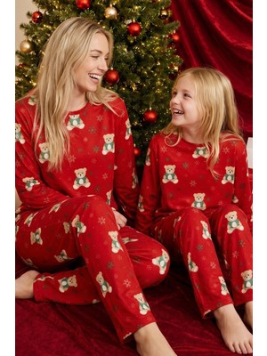 Siyah İnci Yılbaşı Temalı Desenli Termal Kumaşlı Ultra Soft Yumuşak Örme Pijama Takımı 26226901