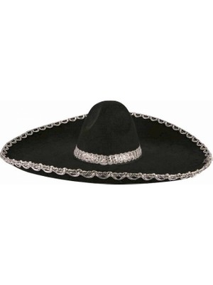 Svoria Store Mey Ithalat® Sombrero Meksika Şapkası Mariachi Gümüş Şeritli Yetişkin Boy