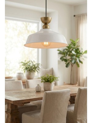 Luminzo Yeliza Bohem Metal Eskitme Aksesuar Beyaz Metal Sarkıt 35 cm Avize Yemek Masası Üstü Salon Aydınlatma
