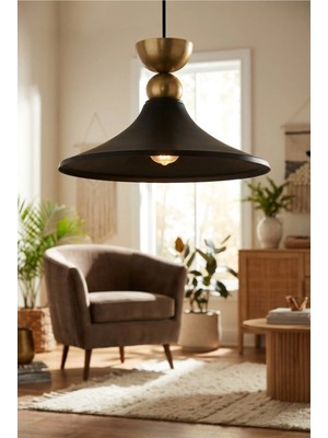 Luminzo Ferino Bohem Metal Eskitme Aksesuar Siyah Metal Sarkıt 35 cm Avize Yemek Masası Üstü Salon Aydınlatma