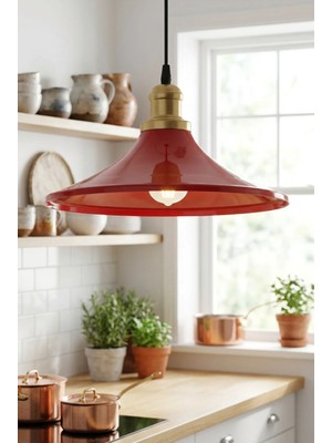 Luminzo Ferino Bohem Metal Eskitme Aksesuar Bordo Metal Sarkıt 35 cm Avize Yemek Masası Üstü Salon Aydınlatma
