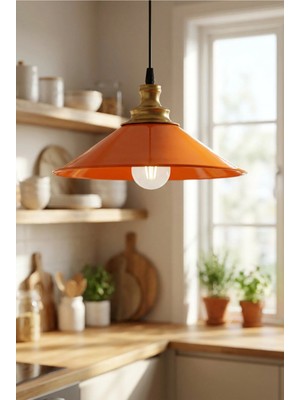 Luminzo Loren Bohem Metal Eskitme Aksesuar Turuncu Metal Sarkıt 30 cm Avize Salon Aydınlatma Yemek Masası Üstü