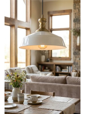 Luminzo Artem Bohem Metal Eskitme Aksesuar Beyaz Metal Sarkıt 35 cm Avize Yemek Masası Üstü Salon Aydınlatma