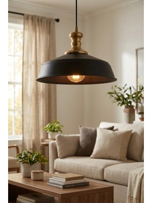 Luminzo Artem Bohem Metal Eskitme Aksesuar Siyah Metal Sarkıt 35 cm Avize Yemek Masası Üstü Salon Aydınlatma