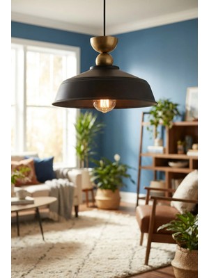 Luminzo Yeliza Bohem Metal Eskitme Aksesuar Siyah Metal Sarkıt 35 cm Avize Yemek Masası Üstü Salon Aydınlatma