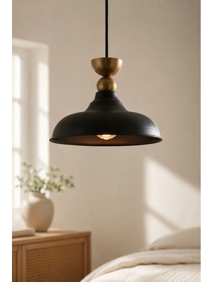 Luminzo Rauze Bohem Metal Eskitme Aksesuar Siyah Metal Sarkıt 35 cm Avize Yemek Masası Üstü Salon Aydınlatma