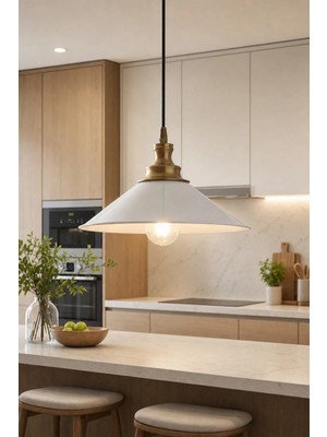 Luminzo Loren Bohem Metal Eskitme Aksesuar Beyaz Metal Sarkıt 30 cm Avize Salon Aydınlatma Yemek Masası Üstü