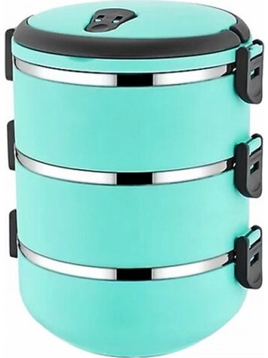 Marsilyan™- Sefer Tası Yemek Termosu Saklama Kabı Termosu 3lü - Turkuaz BX40
