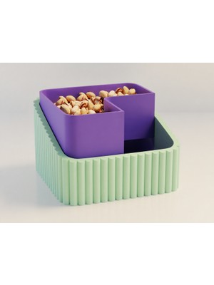 Brf Store Ysnprıme Fıstık Kasesi – 3D Baskı Çift Hazneli Kabuk Ayırıcı Sunum Kasesi - Mint Mor