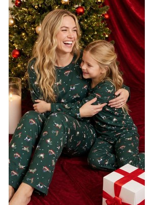 Siyah İnci Yılbaşı Temalı Desenli Termal Kumaşlı Ultra Soft Yumuşak Örme Pijama Takımı 26226903